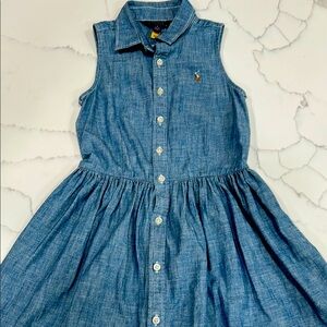 Polo Ralph Lauren Sleeveless Blue Denim Kids Dress